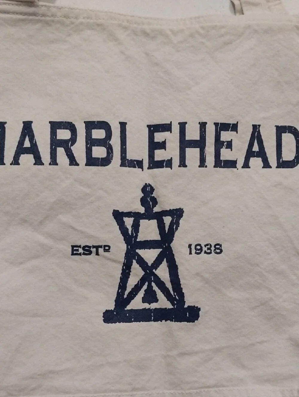 Marblehead Canvas Tote Bag in Cream with Navy Chandler Hovey Print Nwt